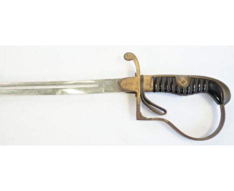 A German WW II period officer's sword by Alexander Coppel with slightly curved polished steel blade (76cm) stamped with maker