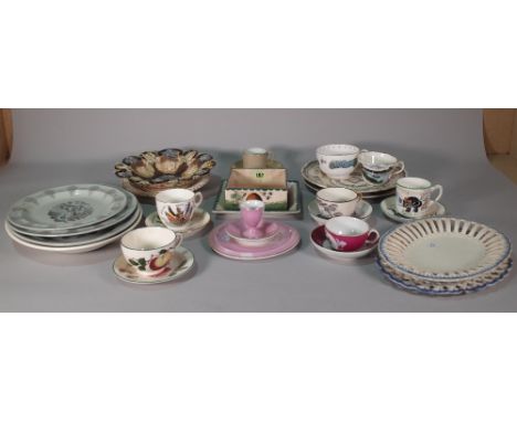Ceramics, including Wemyss butter dish, lacking cover, Wemyss cup and saucer, creamware plates and sundry, (qty). 