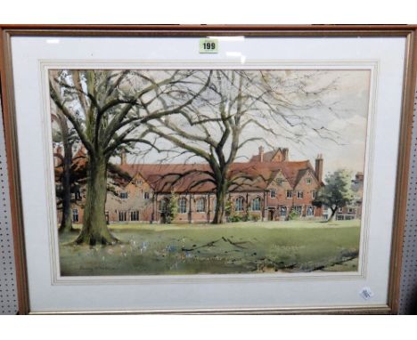 Harry Sheldon (1923-2002), A group of watercolours and one print of Berhamstead School and environs, all signed, together wit