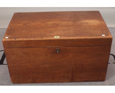 A 19th century mahogany and brass bound trunk, 74cm wide x 40cm high. 