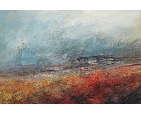 K** (20th/21st century), Moorland scene, indistinctly signed and dated, unframed, 80cm x 120cm. 