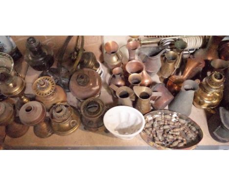 Collectables, including; ceramic jelly moulds, carriage lamps, oil lamps, copper jugs and sundry, (qty).