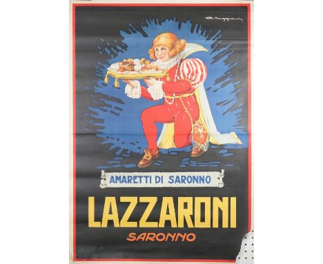 ITALIAN ADVERTISING POSTERS:  two colour lithographs, ca. 1930s, including Amaretti Di Saronno, artwork G. Muggiani, Edizioni