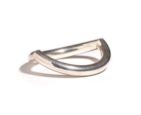 A Georg Jensen silver bangle, of oval abstract form, detailed Georg Jensen 925 S 372, gross weight 60 gms. Illustrated.