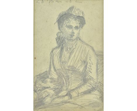 Attributed to Henri Fantin-Latour (1836-1904), Study for the portrait of Mlle. Dubourg, pencil, bears a signature, 21.5cm x 1