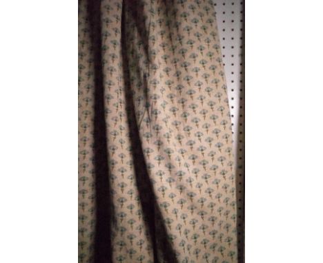 Charles Spencer A pair of lined thistle pattern curtains, each 113cm wide x 220cm high.