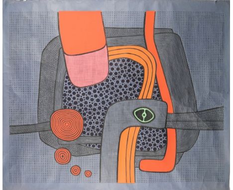 IWATA KIYOSHI  (b. 1940)  a colour lithograph on blue background, pencil signed, numbered 661-20, and dated 1966,  97cm x 80c
