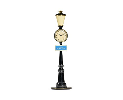 A Jaeger-LeCoultre 'Rue de la Paix' eight day timepiece, mid-20th century, in the form of a lamp post on a circular foot, 28c