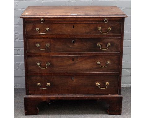A mid-18th century mahogany chest, the brushing slide over four long graduated drawers on bracket feet, 84cm wide x 87cm high