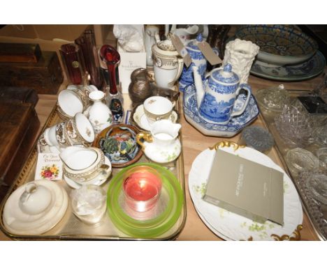 Sundry Ceramics and glass ware, Copeland Spode Italian coffee pot, hot water jug, Noritake coffee set, Limoges,etc