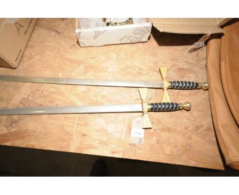 A Pair of " Wilkinson  Swords , London " ornamental wall hanging swords.
