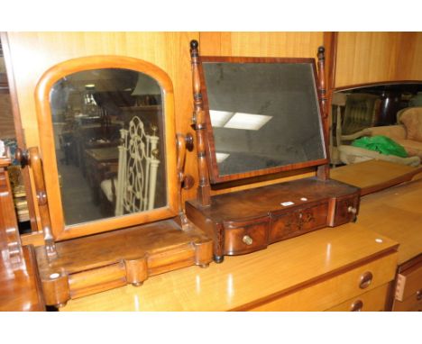 An Early 19th century mahogany dressing table mirror the bow front base with three frieze drawers and a Victorian mahogany to