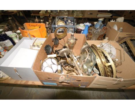 A Qty of assorted light fittings including gilt metal and droplet pendant ceiling lights, two branch wall light fittings, etc