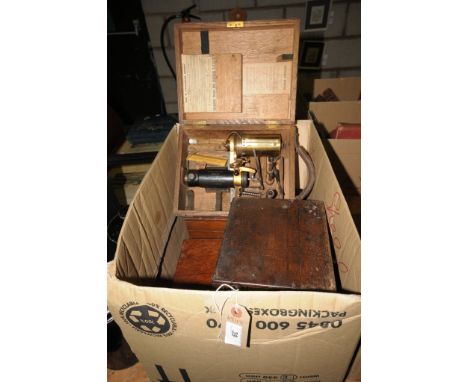 A Cased Atkinsons gas engine indicator and 3 other cased instruments.