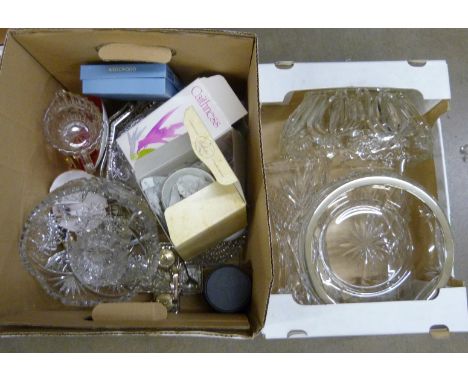 A collection of crystal including vases and bowls, a glass cruet set, a plated cruet, a Caithness vase, etc. **PLEASE NOTE TH