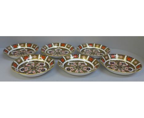 Six Royal Crown Derby 1128 Imari bowls, first quality, 16.5cm, (6½") 