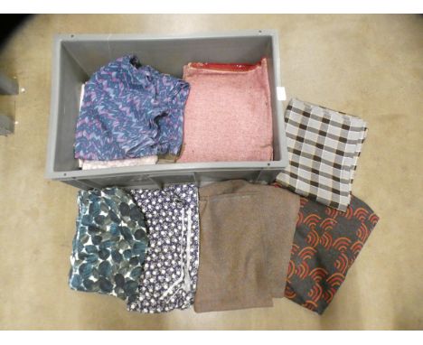 A box of vintage textiles and material for curtains **PLEASE NOTE THIS LOT IS NOT ELIGIBLE FOR POSTING AND PACKING** 
