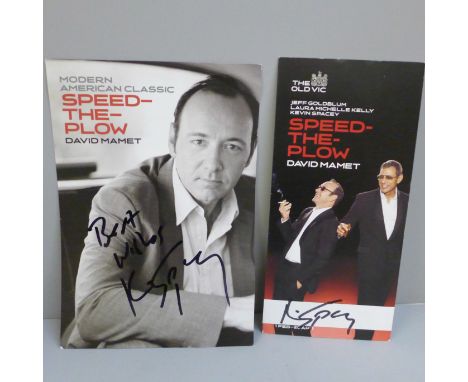 Two Kevin Spacey signatures, one on an Old Vic leaflet 
