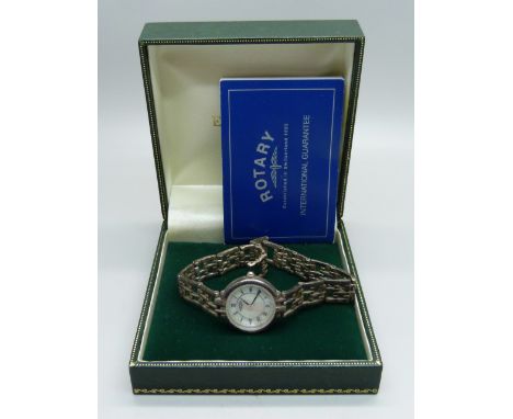 A lady's silver Rotary wristwatch with silver bracelet strap 