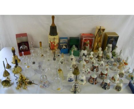 Large collection of glass, ceramic and brass bells inc Royal Doulton & Coalport