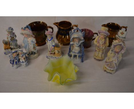 Lustre jugs & continental ceramic figures
