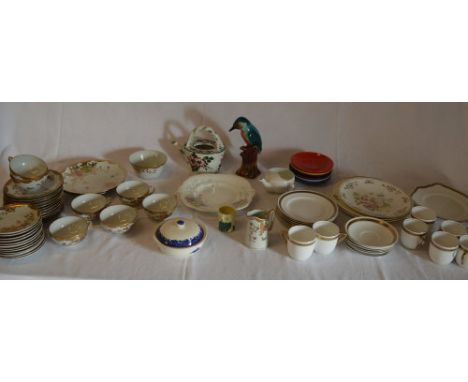 Ceramics including part tea service, soap bowl, melamine bowls etc