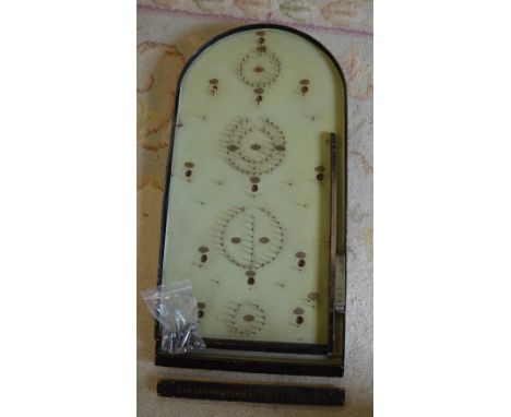Bagatelle board, score board and metal balls