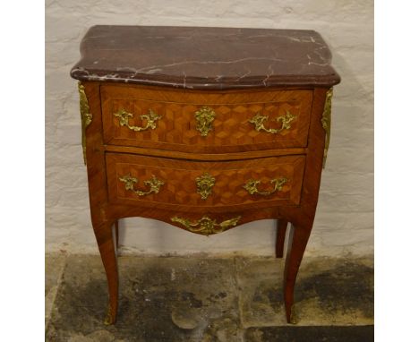 Small French marble top 2 drawer commode