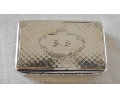 Silver snuff box with monogram Birmingham 1846 Maker Nathaniel Mills weight 2.27 oz