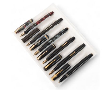 6 vintage fountain pens including models by Burnham, Conway Stewart No. 28 &amp; 286, Parker Duofold, Mabie Todd Blackbird.
A