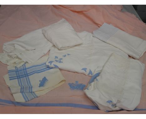 Bed sheets and pillowcases previously belonging to the late Duchess of Windsor with letter from Ada Leroy, a nurse formerly i