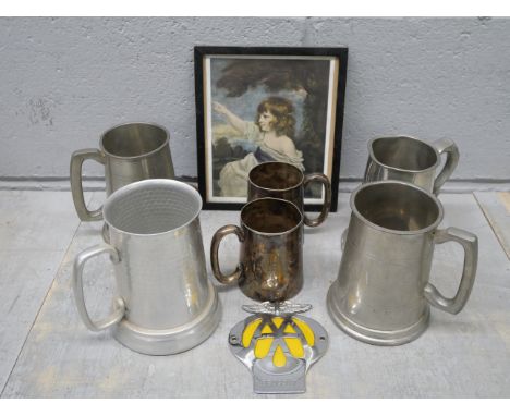 An AA badge, a Students Microscope, boxed, and six mugs including two with inscriptions dated 1912 and 1914 **PLEASE NOTE THI