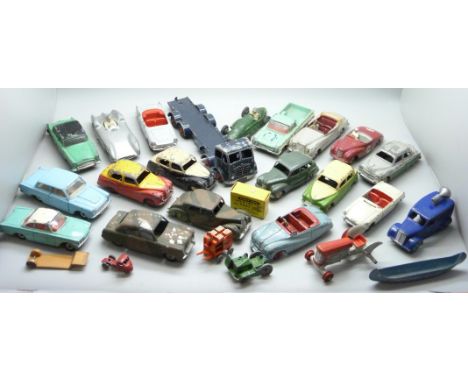 A collection of early Dinky Toys die-cast model vehicles 