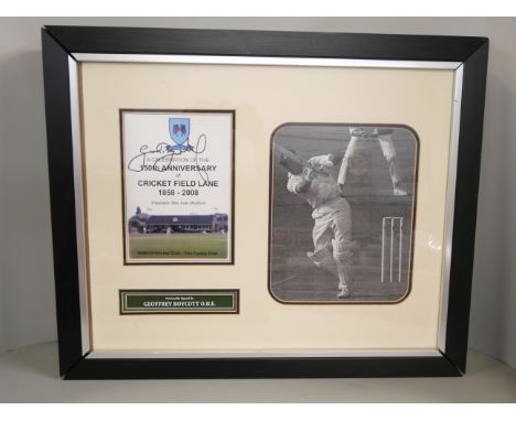 Geoffrey Boycott, signed display, Retford Cricket Club, with certificate