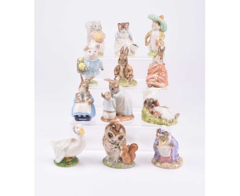 A collection of Royal Albert Beatrix Potter figures, comprising Peter and the Red Pocket Handkerchief; Mr McGregor; Foxy-Whis