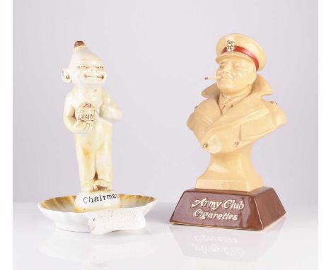 A Wilkinson Chairman tobacco advertising ashtray, 26.5cm high and a Royal Doulton Army Club Cigarettes statue, modelled as a 