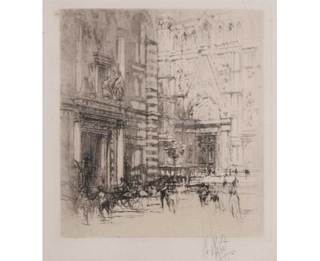 William Walcot (1874-1943) Baptistry, Florence, signed lower right, etching, 12.5 x 12 cm (PL), frame 40 x 30 cm