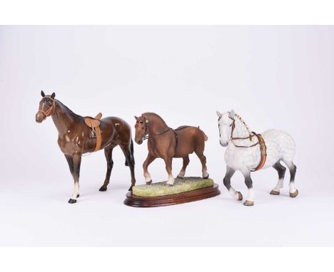 A Border Fine Arts model of a Suffolk Stallion, limited edition 769/950 (mane ribbons broken but partially present) with leaf