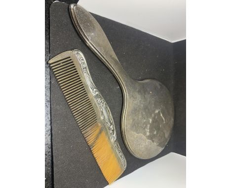 A HALLMARKED BIRMINGHAM SILVER MIRROR AND COMB 