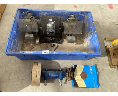 A BLACK AND DECKER WORK BENCH GRINDER AND A PULLEY 