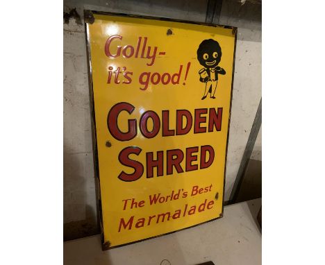 AN ENAMEL GOLDEN SHRED ADVERTISING SIGN 