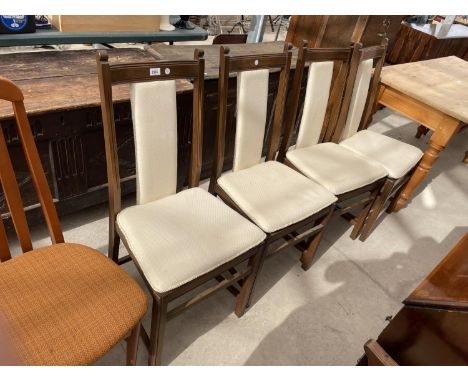 A SET OF FOUR ERCOL (517 DESIGN) DINING CHAIRS 