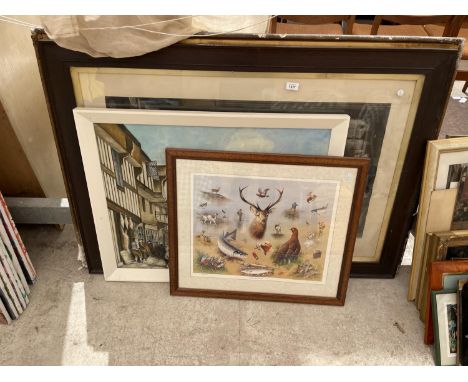 AN ASSORTMENT OF FRAMED PICTURES TO INCLUDE A 154/1000 LIMITED EDITION R MCPHAIL HUNTING PRINT 