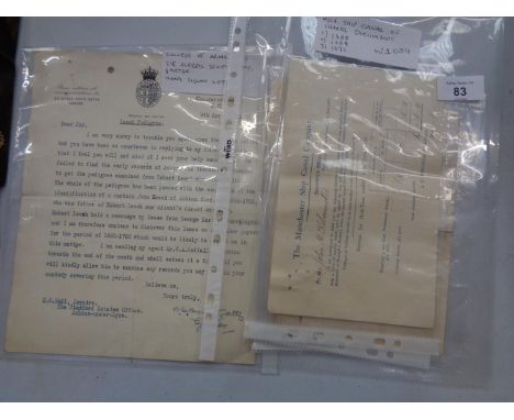 VARIOUS EPHEMERA TO INCLUDE 1888, 1889, AND 1890 MANCHESTER SHIP CANAL SHARE DOCUMENTS AND A HAND SIGNED LETTER COLLEGE OF AR