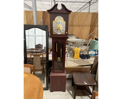A MODERN GRAYS LONGCASE CLOCK (BATTERY DRIVEN) 