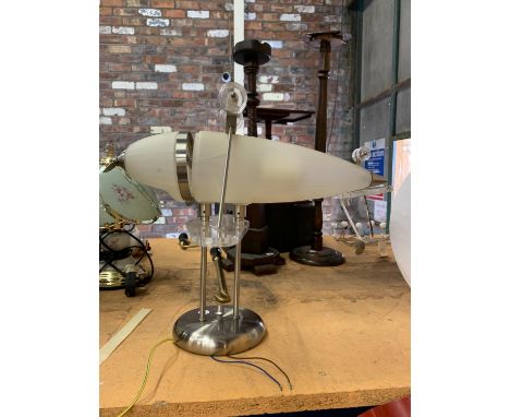 A VINTAGE OPAQUE GLASS DECO STYLE PLANE LIGHT (GLASS A/F) 