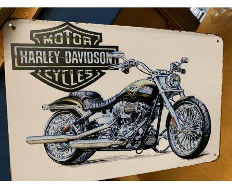 A HARLEY DAVIDSON MOTOR CYCLES TIN SIGN 20CM X 30CM 