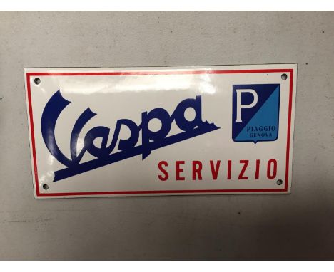 A RECTANGULAR ENAMEL METAL 'VESPA' SIGN 