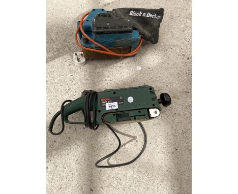 A BOSCH BELT SANDER AND A BLACK AND DECKER BELT SANDER 