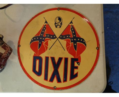 AN ENAMEL FRONTED STEEL 'DIXIE' SIGN 